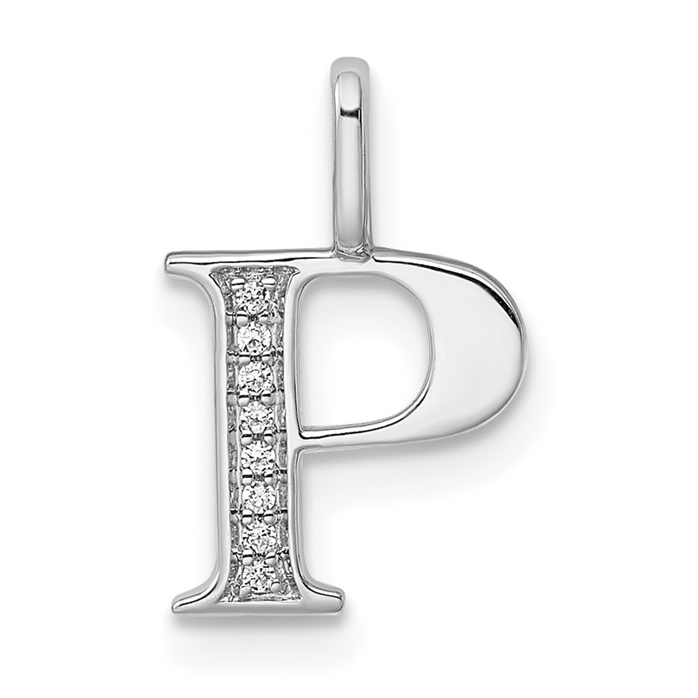 14K White Gold Diamond Letter P Initial Pendant (PM8365P-003-WA)