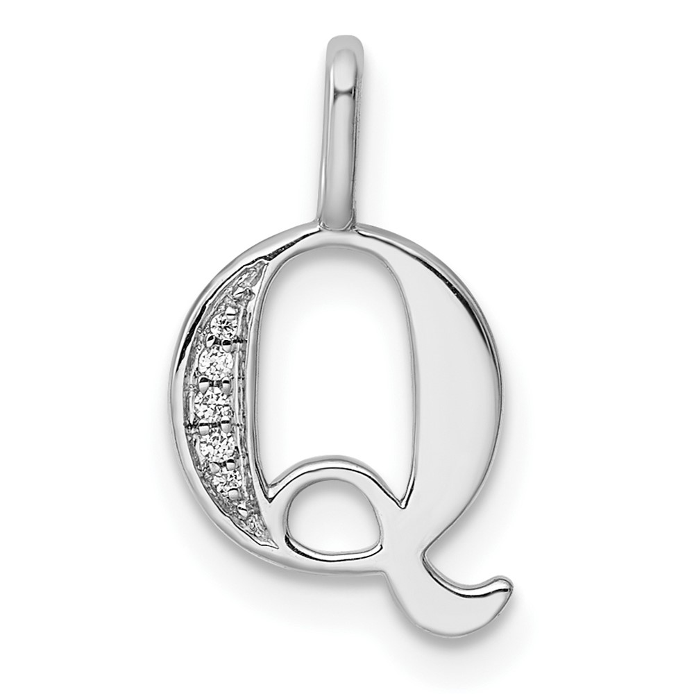 14K White Gold Diamond Letter Q Initial Pendant (PM8365Q-002-WA)