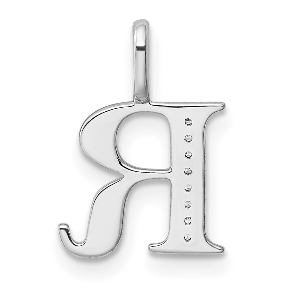 14K White Gold Diamond Letter R Initial Pendant (PM8365R-002-WA)