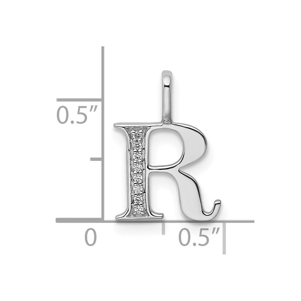 14K White Gold Diamond Letter R Initial Pendant (PM8365R-002-WA)