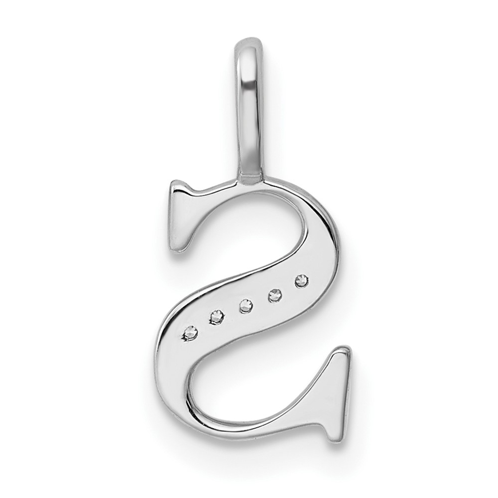 14K White Gold Diamond Letter S Initial Pendant (PM8365S-002-WA)