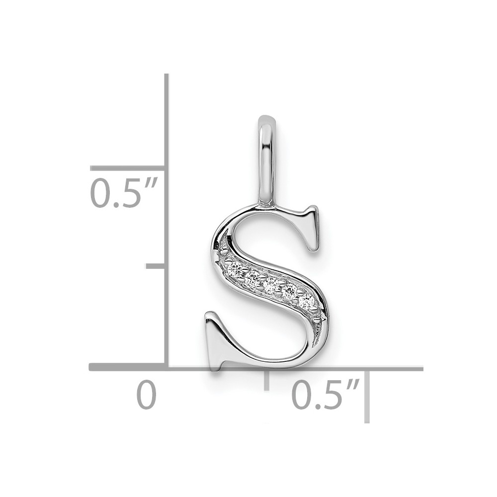 14K White Gold Diamond Letter S Initial Pendant (PM8365S-002-WA)