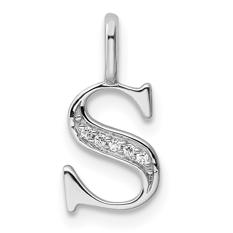 14K White Gold Diamond Letter S Initial Pendant (PM8365S-002-WA)