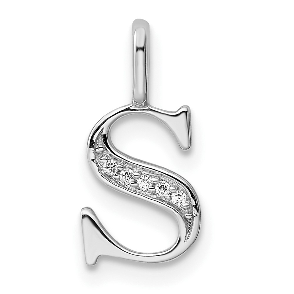 14K White Gold Diamond Letter S Initial Pendant (PM8365S-002-WA)