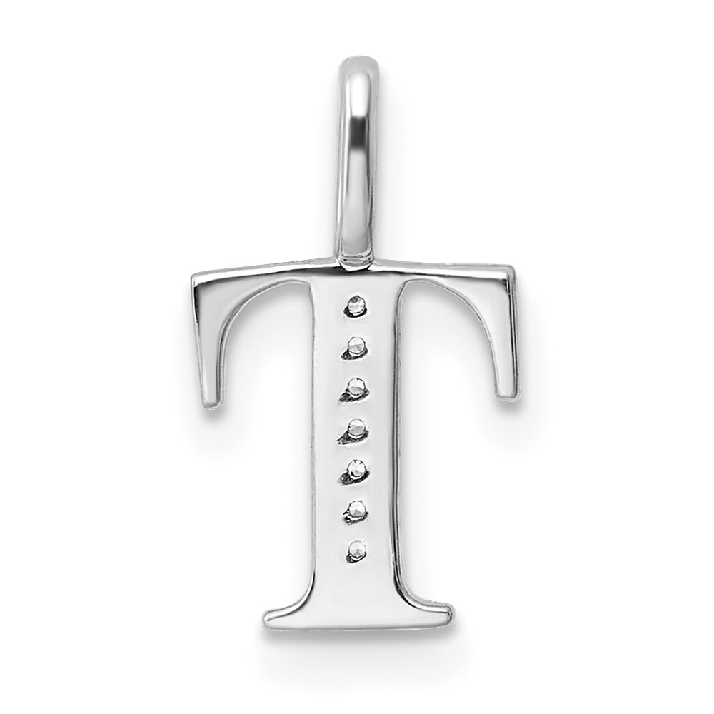 14K White Gold Diamond Letter T Initial Pendant (PM8365T-002-WA)