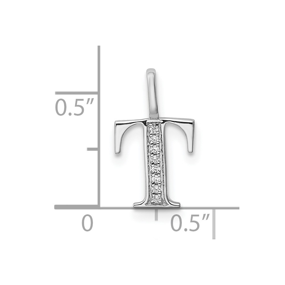 14K White Gold Diamond Letter T Initial Pendant (PM8365T-002-WA)