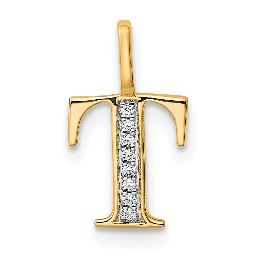 14k Diamond Letter T Initial Pendant (PM8365T-002-YA)