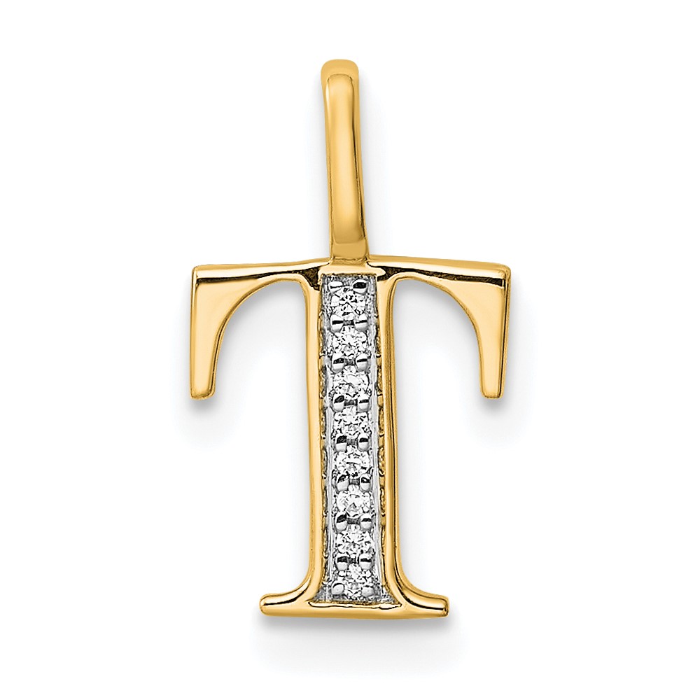 14k Diamond Letter T Initial Pendant (PM8365T-002-YA)