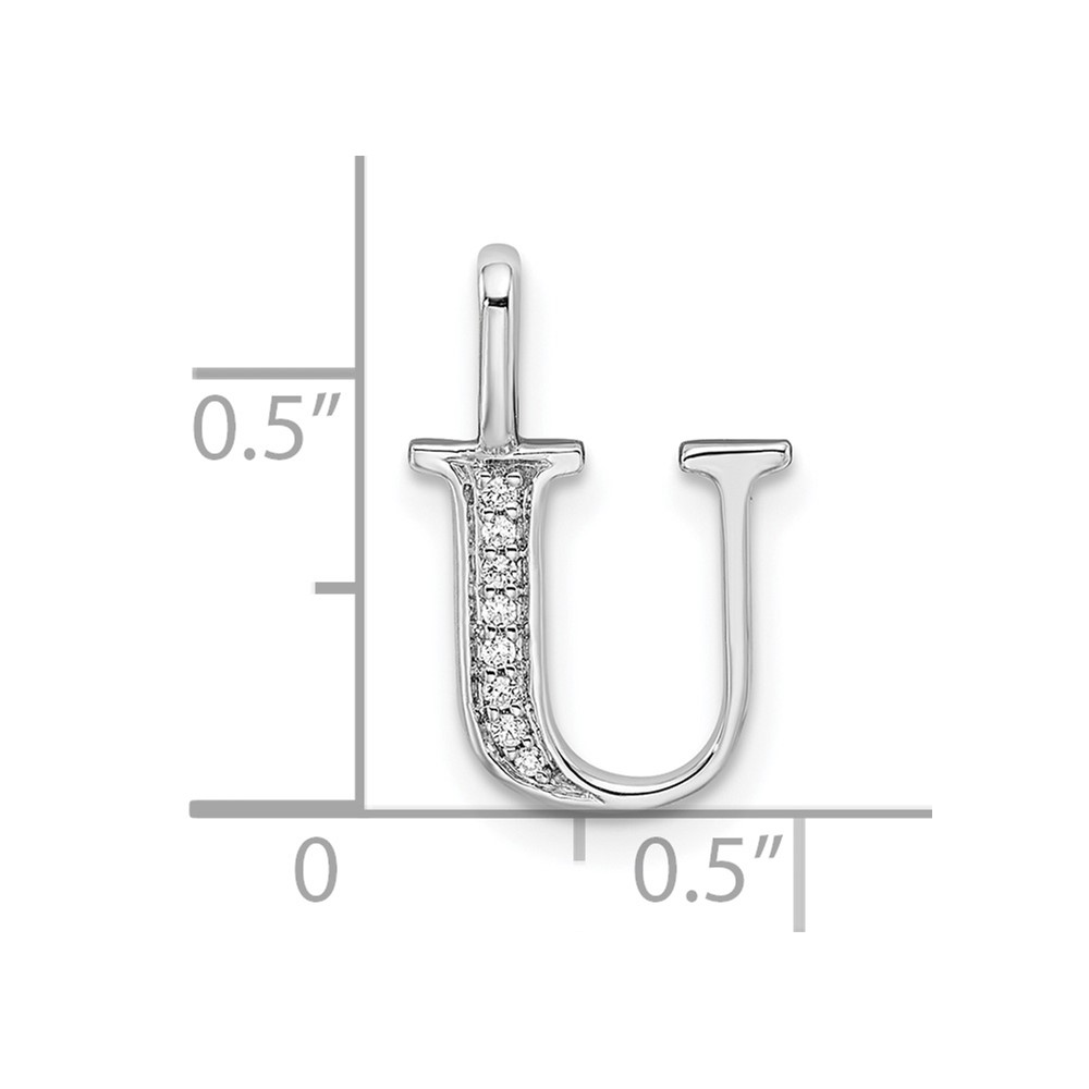 14K White Gold Diamond Letter U Initial Pendant (PM8365U-002-WA)