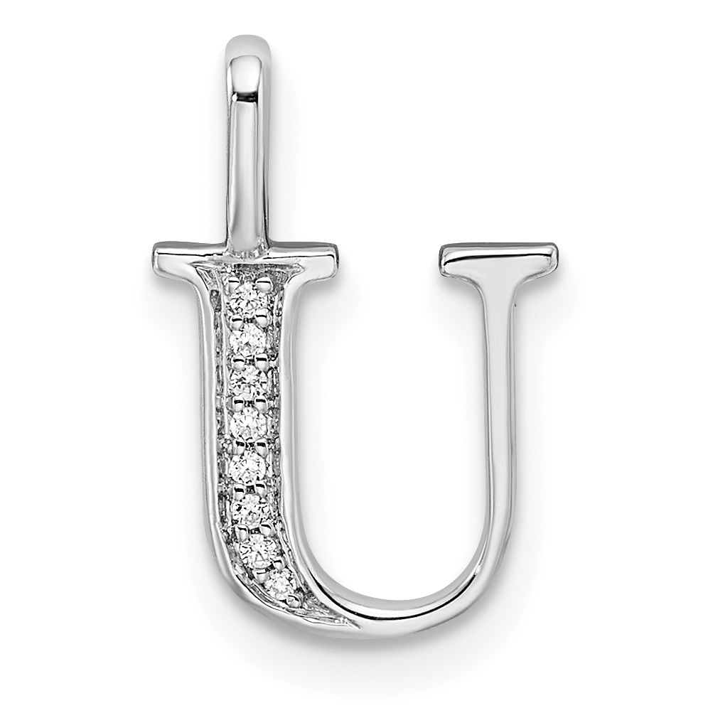 14K White Gold Diamond Letter U Initial Pendant (PM8365U-002-WA)