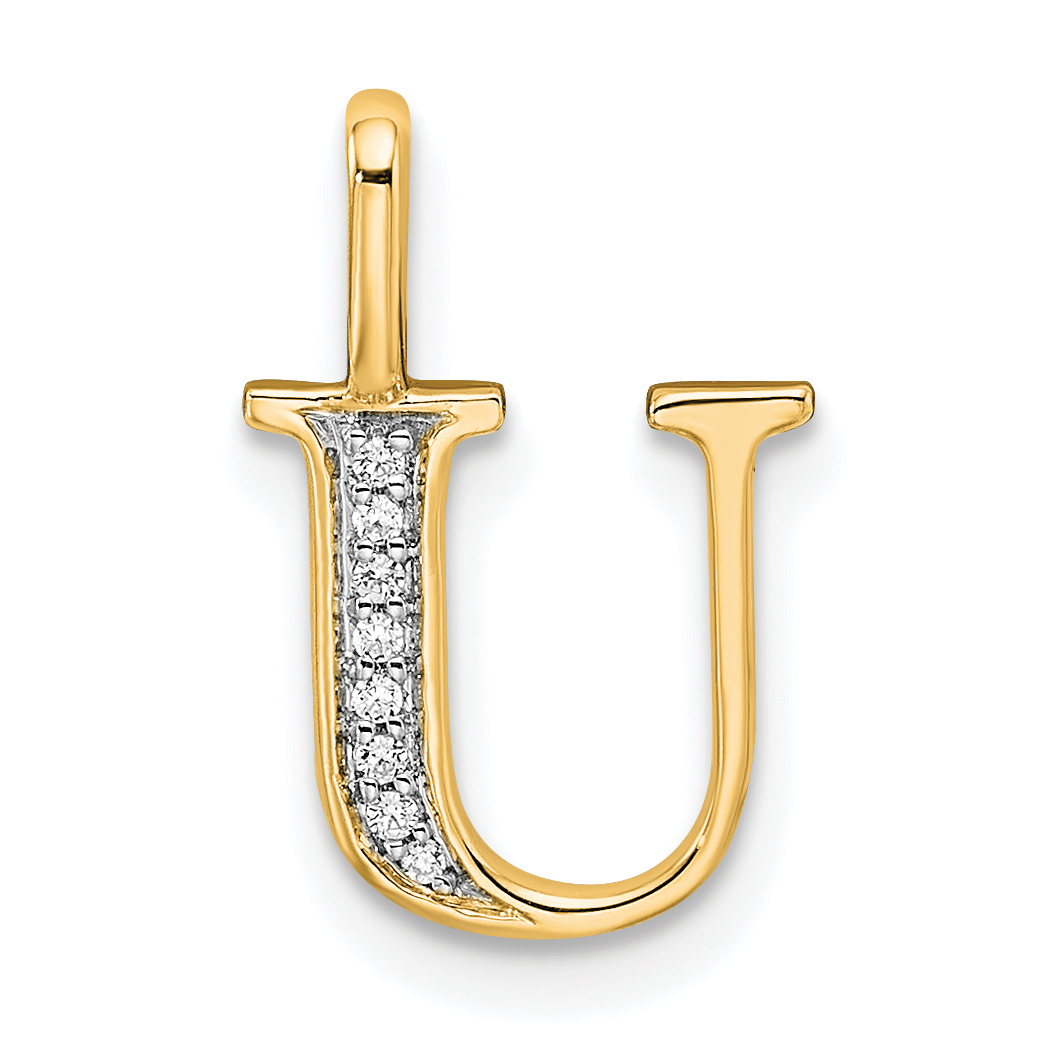 14k Diamond Letter U Initial Pendant (PM8365U-002-YA)