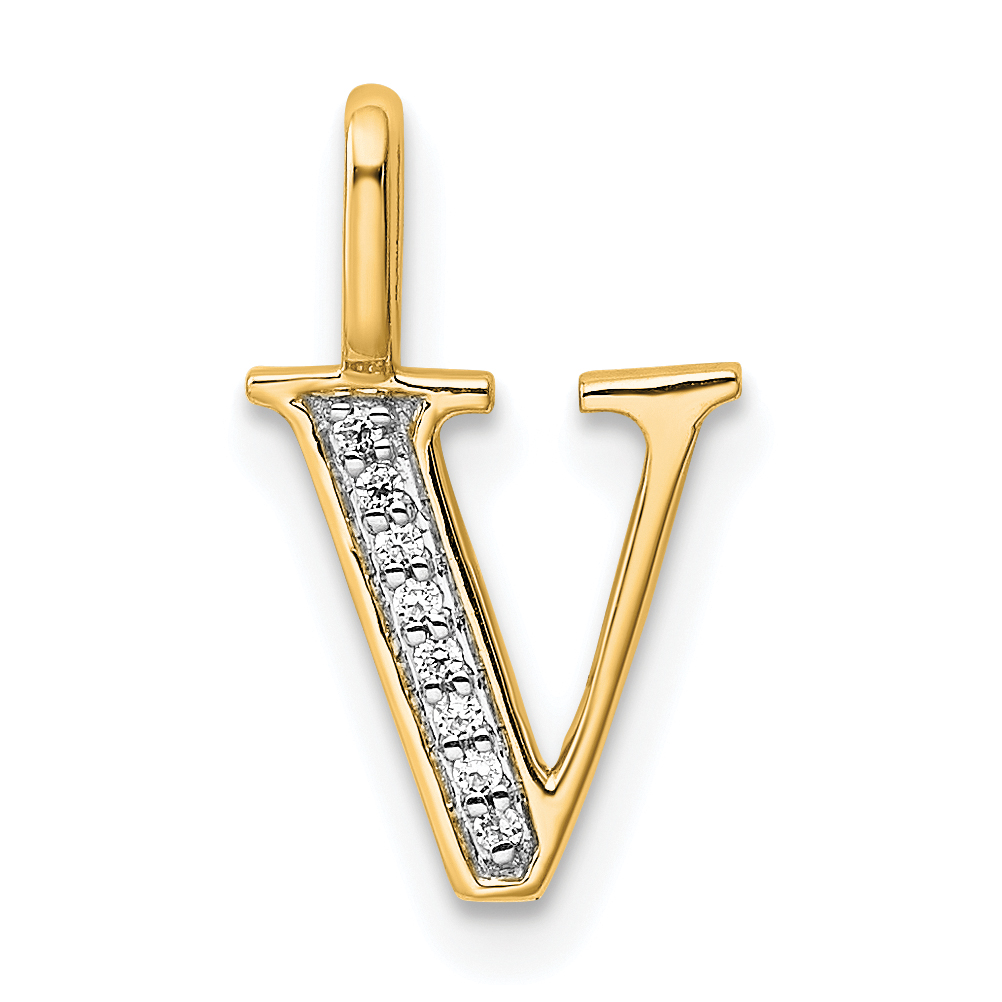 14K Diamond Letter V Initial Pendant (PM8365V-003-YA)