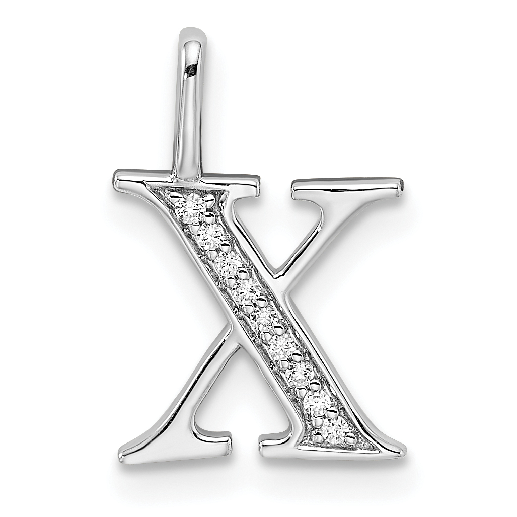14k White Gold Diamond Letter X Initial Pendant (PM8365X-004-WA)