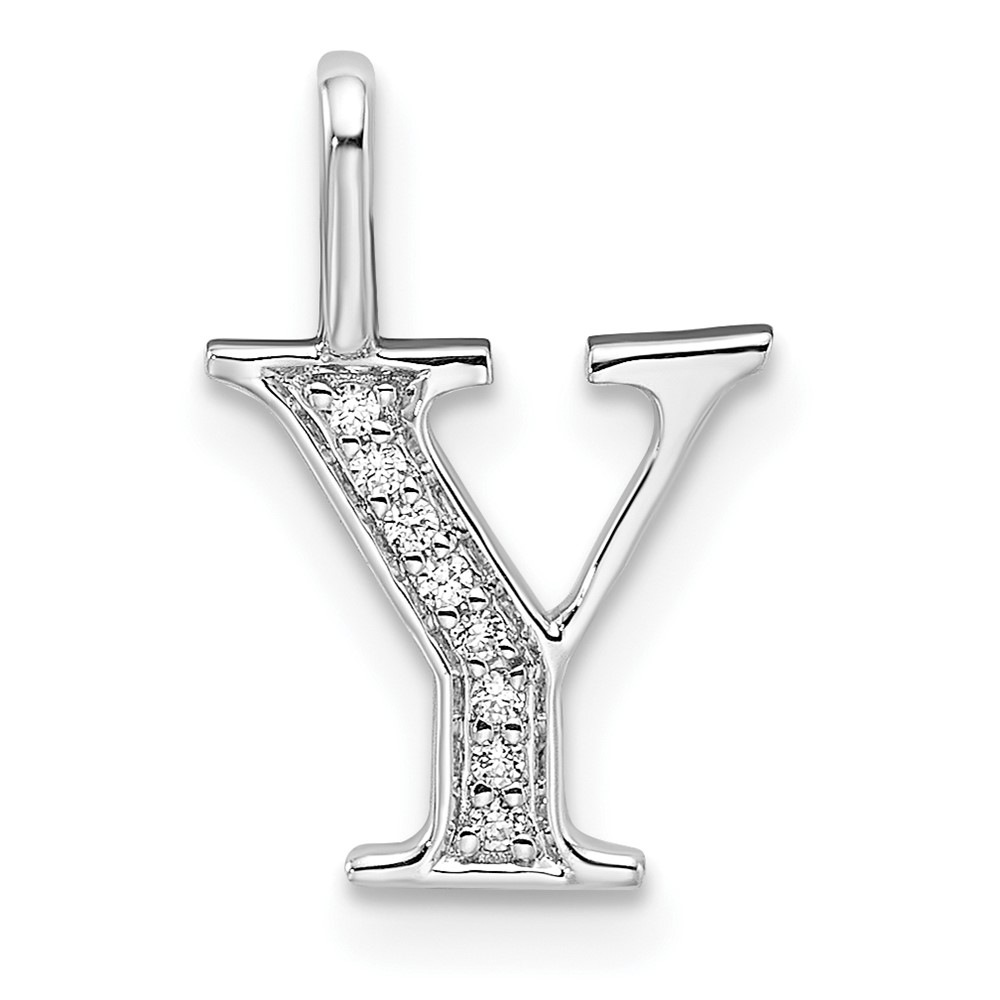 14K White Gold Diamond Letter Y Initial Pendant (PM8365Y-004-WA)
