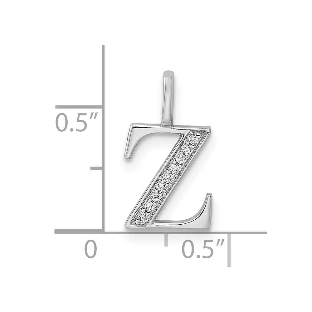 14K White Gold Diamond Letter Z Initial Pendant (PM8365Z-004-WA)