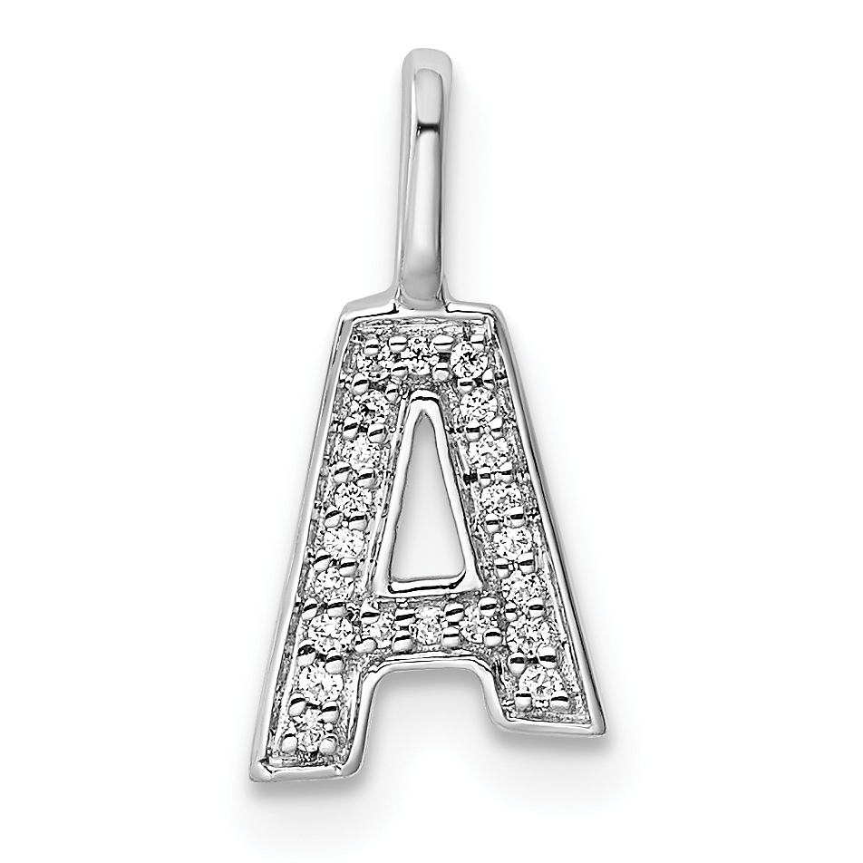 14K White Gold Diamond Letter A Initial Pendant (PM8367A-006-WA)