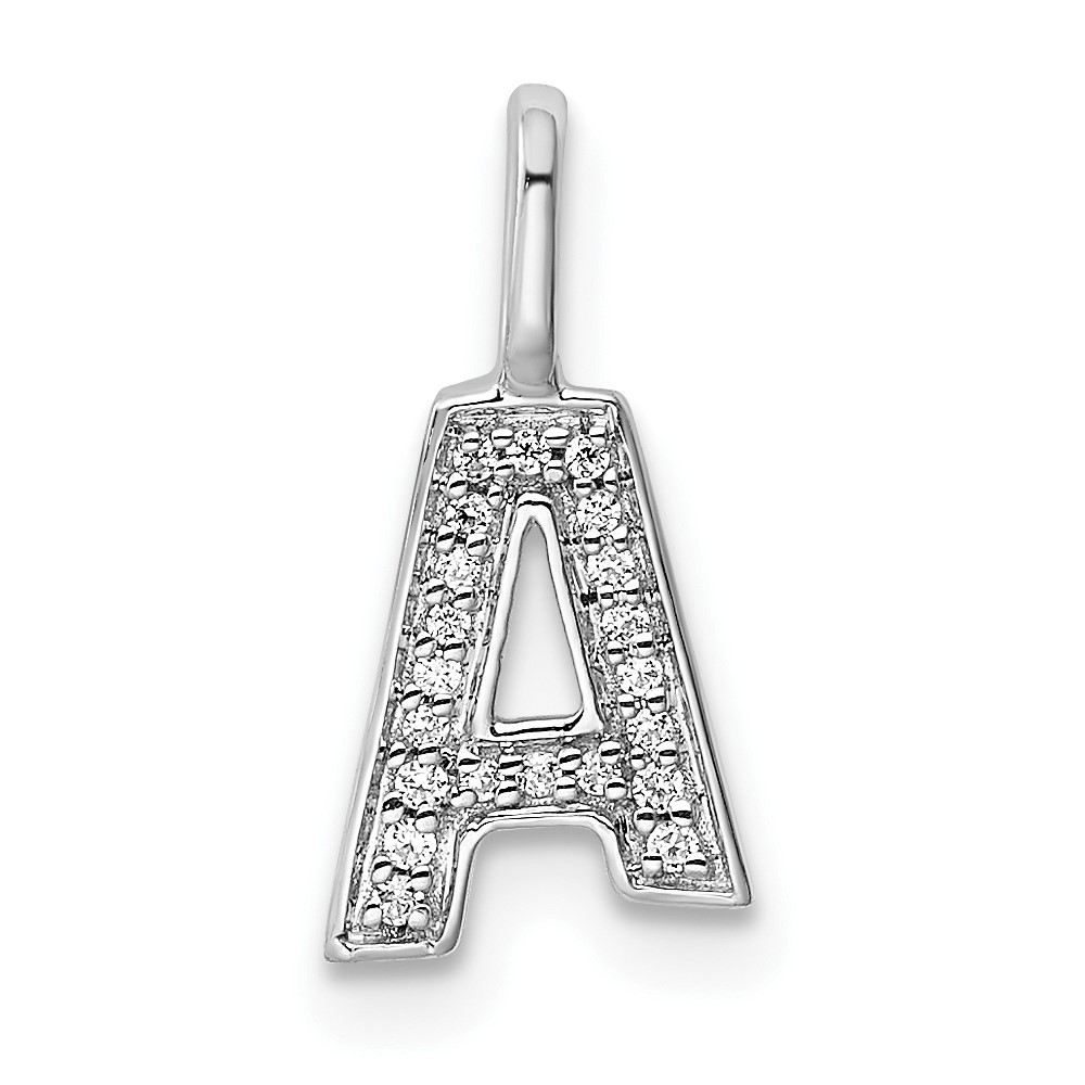 14K White Gold Diamond Letter A Initial Pendant (PM8367A-006-WA)