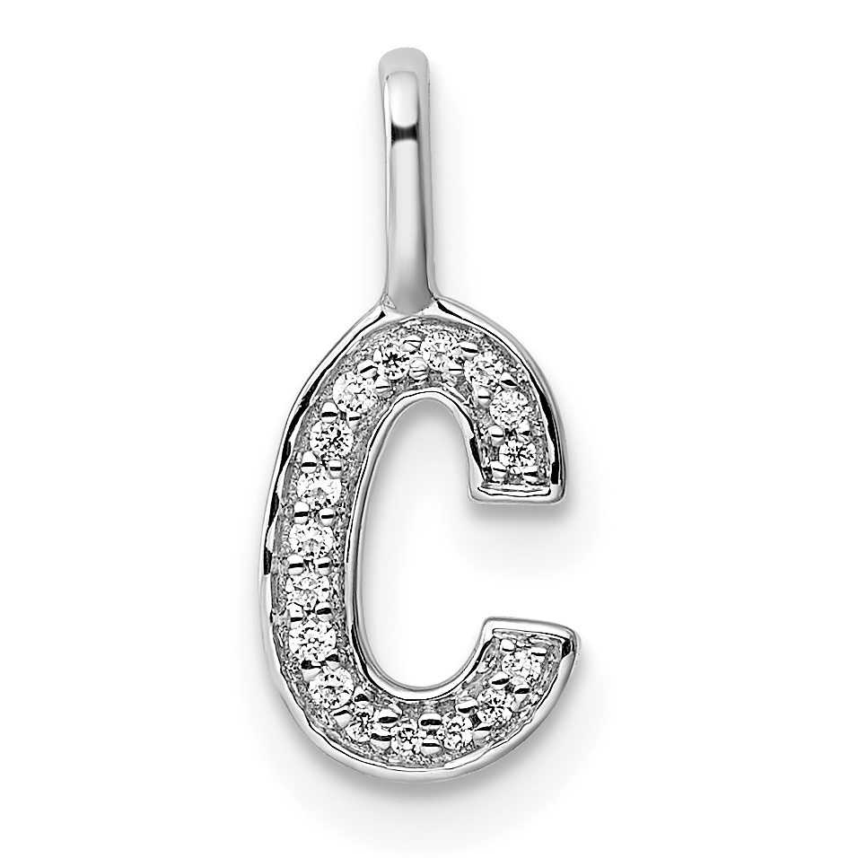 14K White Gold Diamond Letter C Initial Pendant (PM8367C-005-WA)