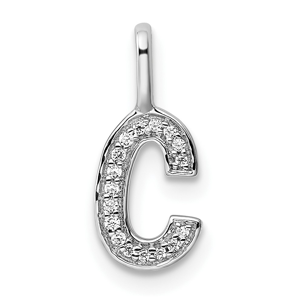 14K White Gold Diamond Letter C Initial Pendant (PM8367C-005-WA)