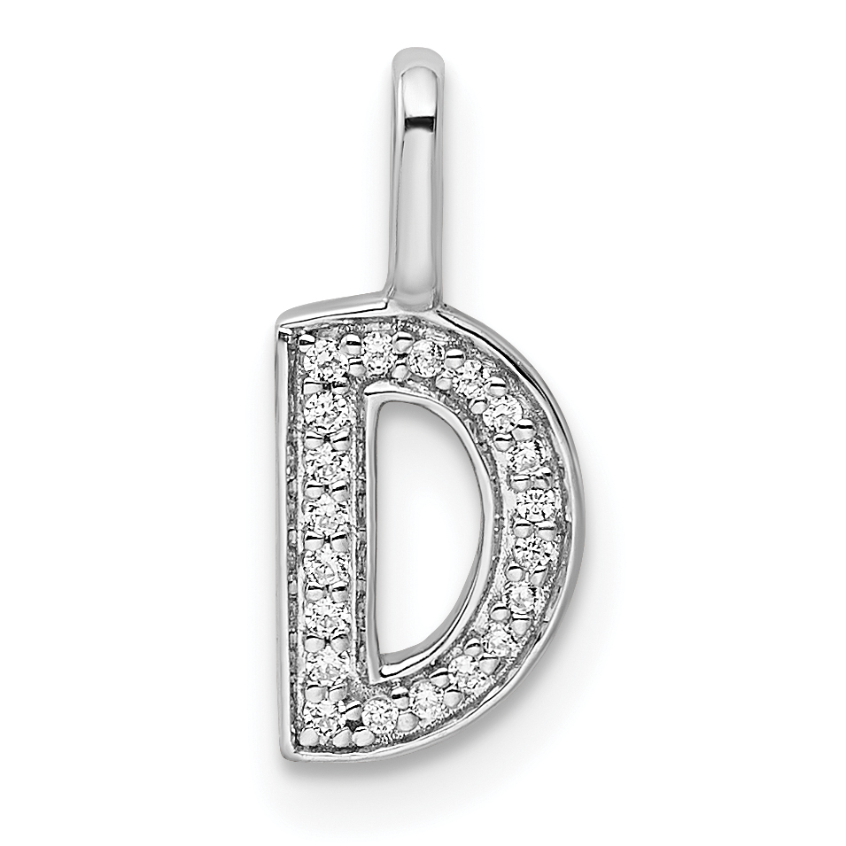 14K White Gold Diamond Letter D Initial Pendant (PM8367D-006-WA)