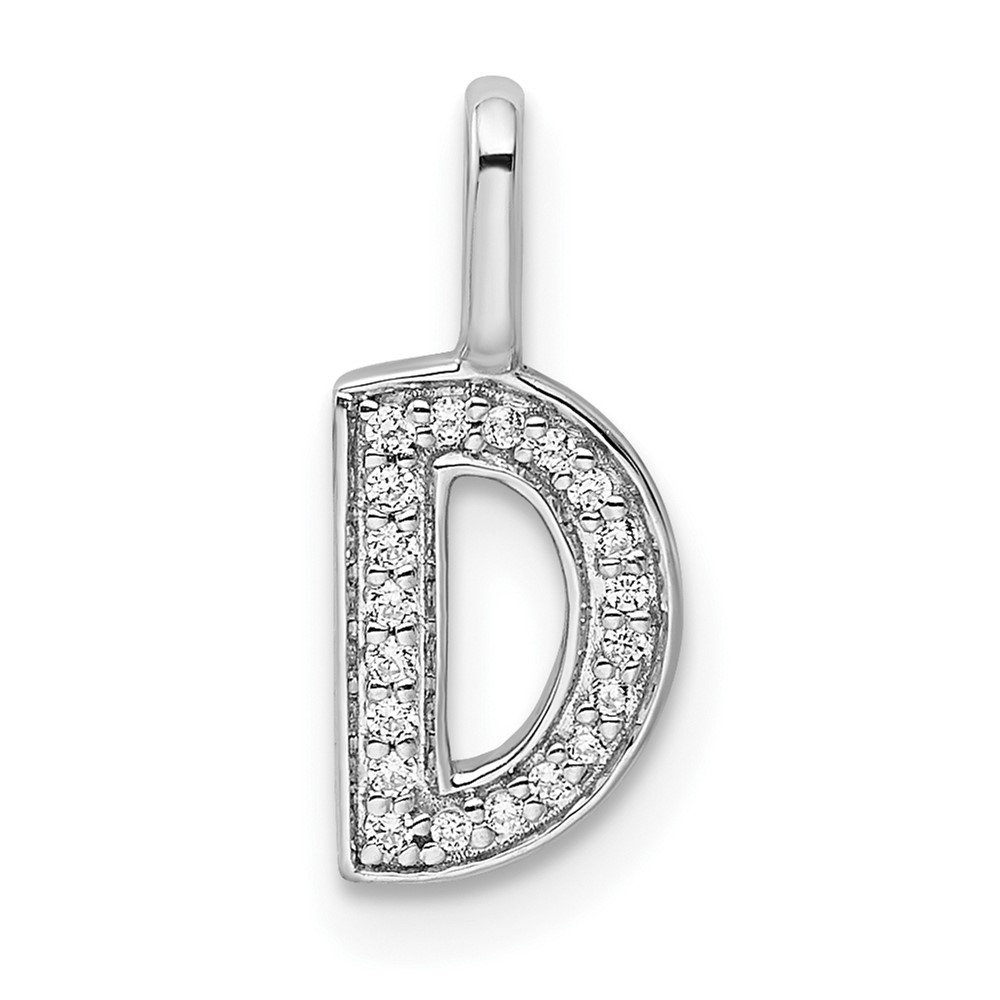 14K White Gold Diamond Letter D Initial Pendant (PM8367D-006-WA)