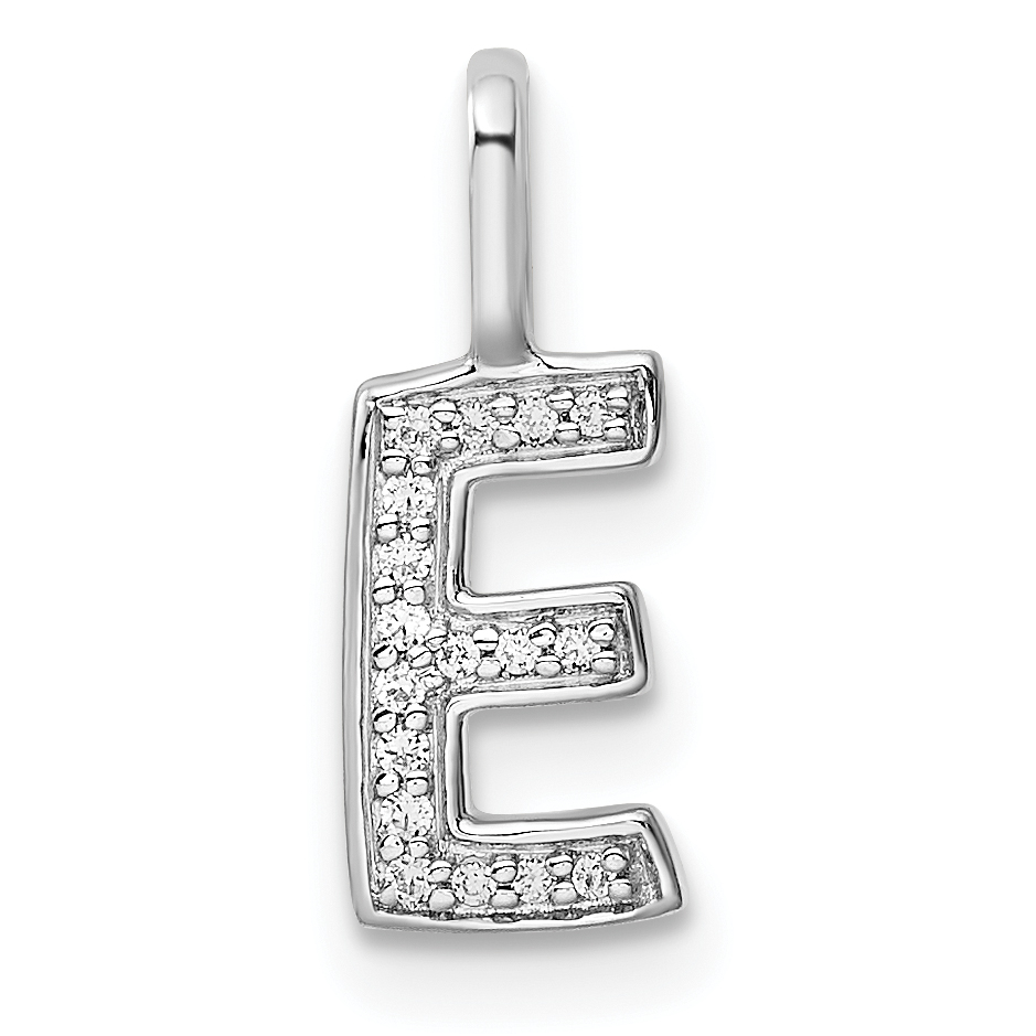 14K White Gold Diamond Letter E Initial Pendant (PM8367E-006-WA)