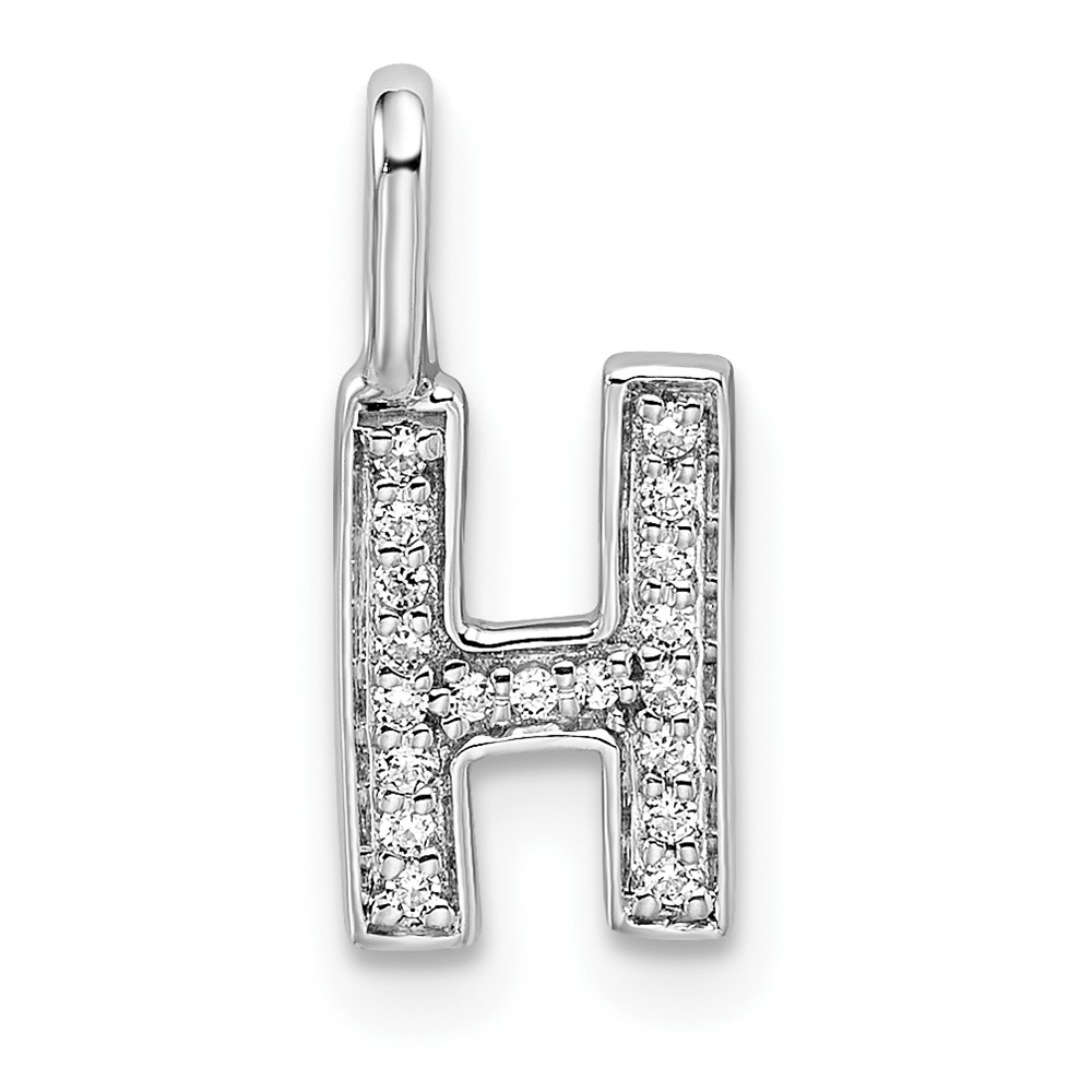 14K White Gold Diamond Letter H Initial Pendant (PM8367H-007-WA)