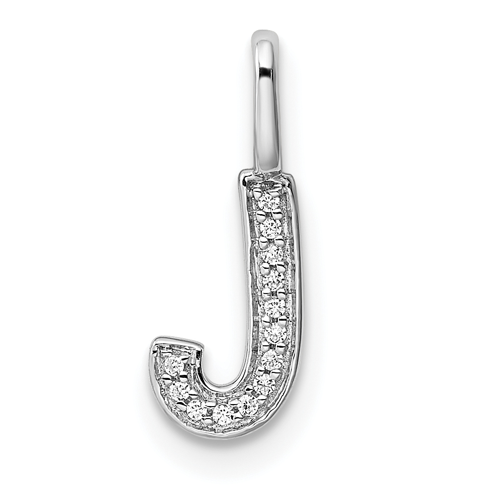 14K White Gold Diamond Letter J Initial Pendant (PM8367J-004-WA)
