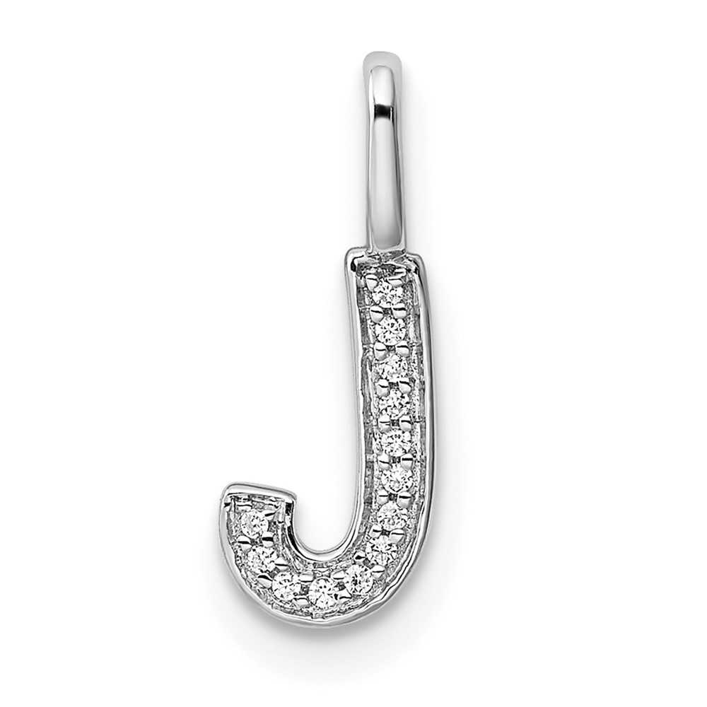 14K White Gold Diamond Letter J Initial Pendant (PM8367J-004-WA)