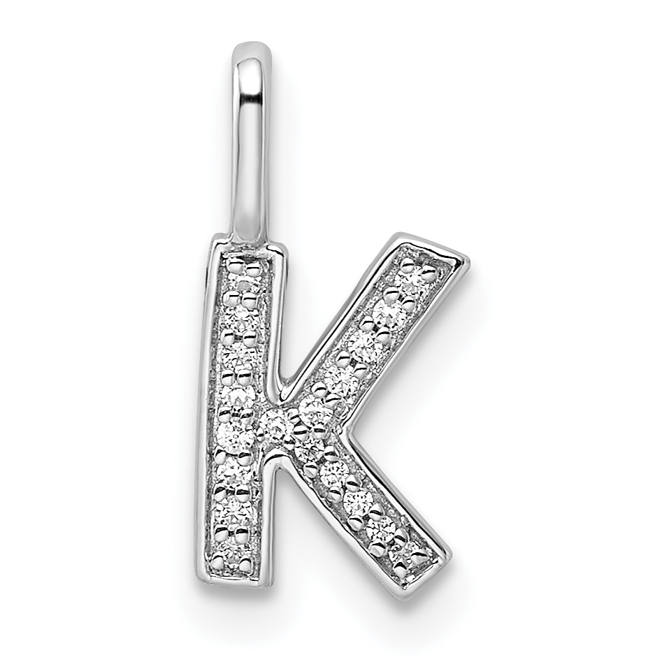 14K White Gold Diamond Letter K Initial Pendant (PM8367K-006-WA)