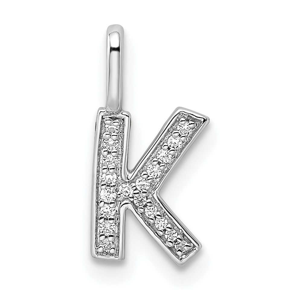 14K White Gold Diamond Letter K Initial Pendant (PM8367K-006-WA)