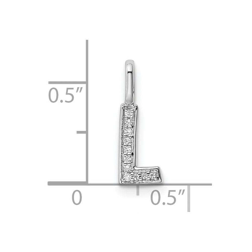14K White Gold Diamond Letter L Initial Pendant (PM8367L-003-WA)
