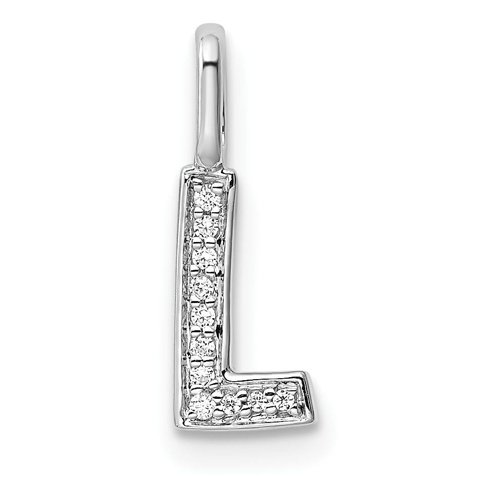 14K White Gold Diamond Letter L Initial Pendant (PM8367L-003-WA)