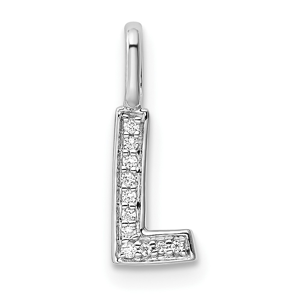 14K White Gold Diamond Letter L Initial Pendant (PM8367L-003-WA)