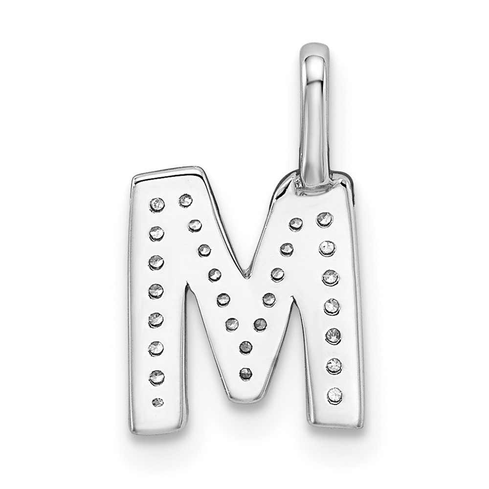 14K White Gold Diamond Letter M Initial Pendant (PM8367M-009-WA)