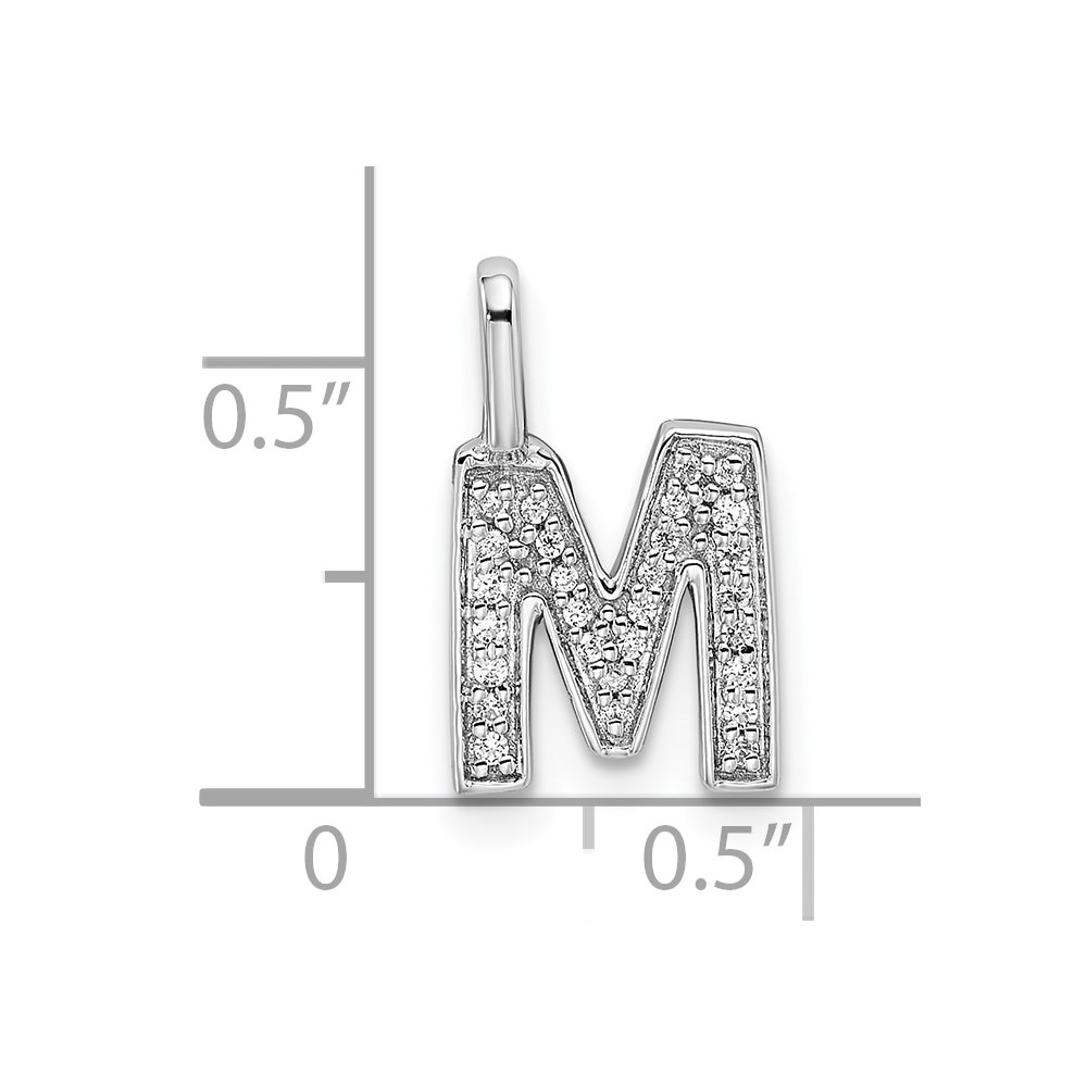 14K White Gold Diamond Letter M Initial Pendant (PM8367M-009-WA)