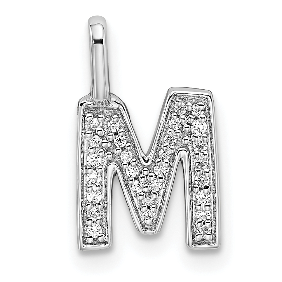 14K White Gold Diamond Letter M Initial Pendant (PM8367M-009-WA)