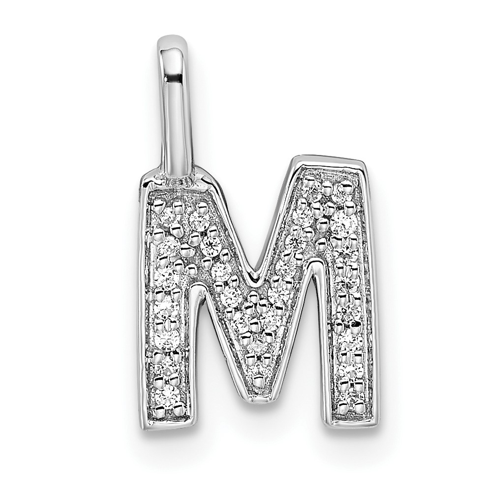 14K White Gold Diamond Letter M Initial Pendant (PM8367M-009-WA)