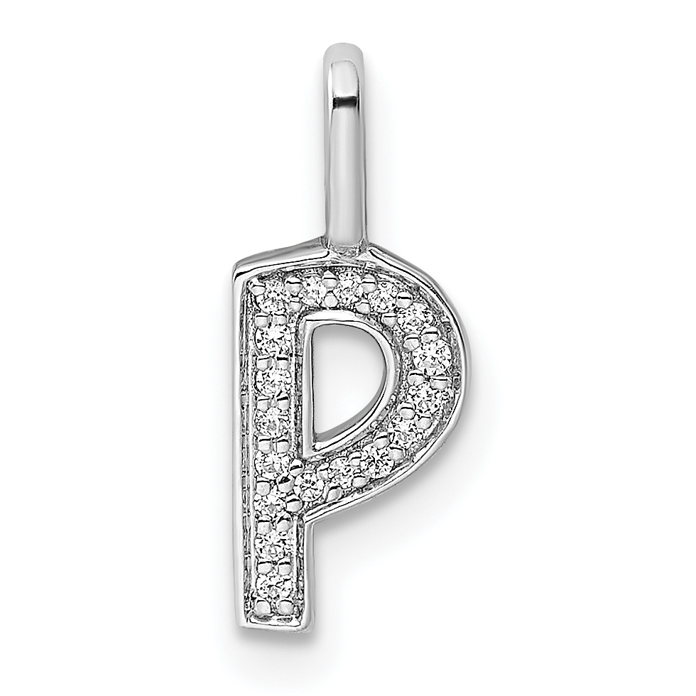 14K White Gold Diamond Letter P Initial Pendant (PM8367P-006-WA)