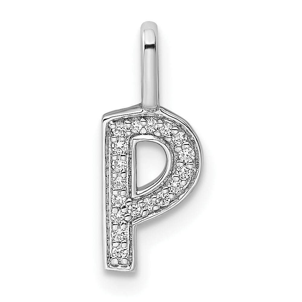 14K White Gold Diamond Letter P Initial Pendant (PM8367P-006-WA)