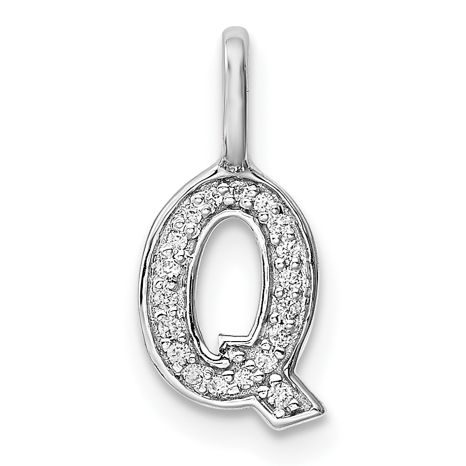 14K White Gold Diamond Letter Q Initial Pendant (PM8367Q-006-WA)