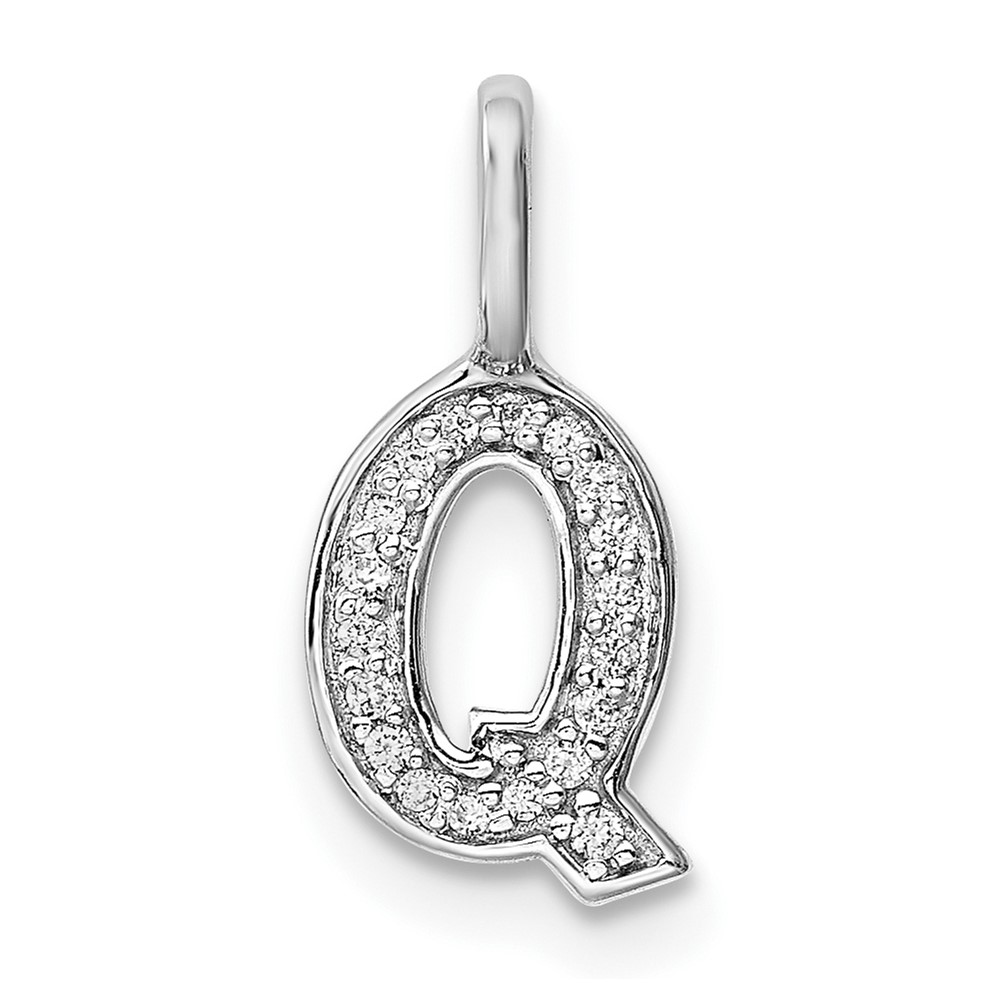 14K White Gold Diamond Letter Q Initial Pendant (PM8367Q-006-WA)