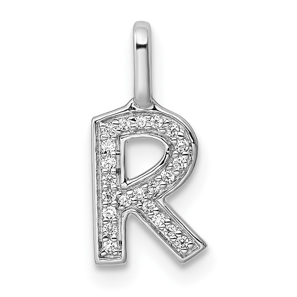 14K White Gold Diamond Letter R Initial Pendant (PM8367R-007-WA)