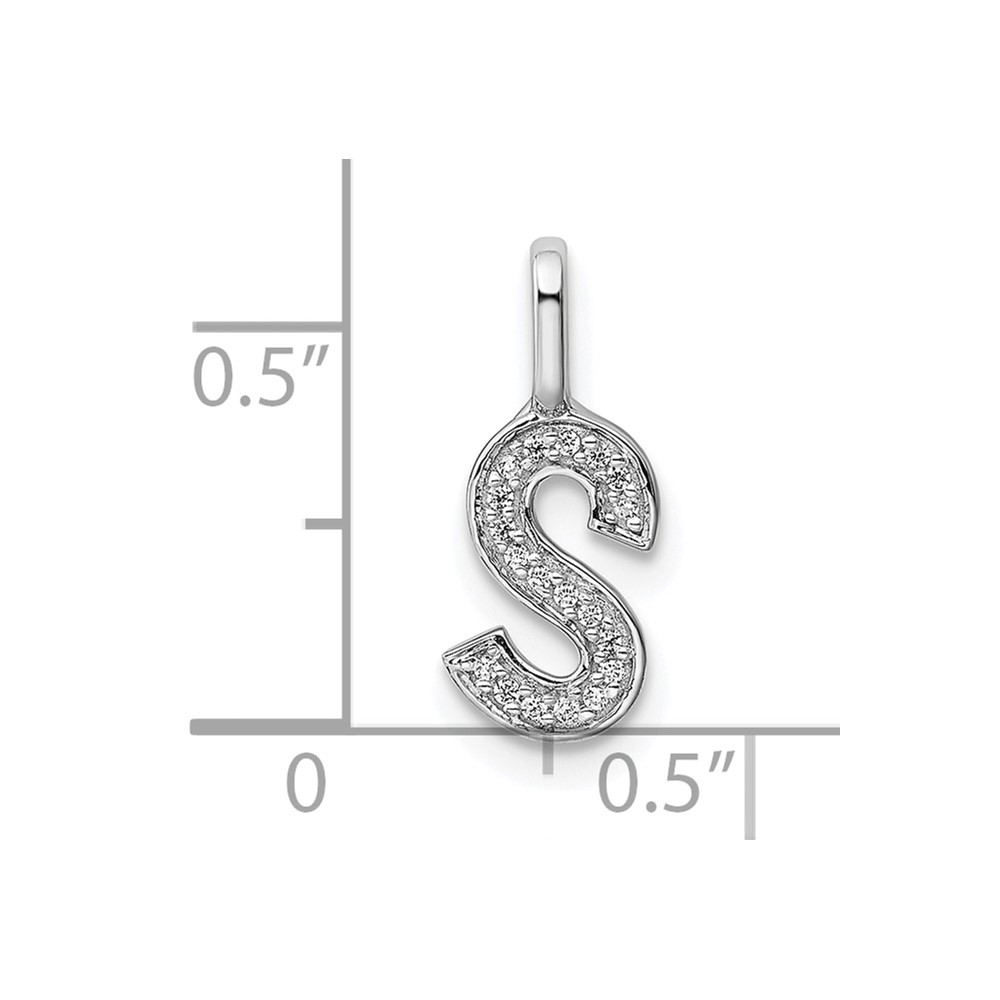 14K White Gold Diamond Letter S Initial Pendant (PM8367S-006-WA)