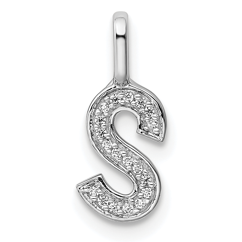 14K White Gold Diamond Letter S Initial Pendant (PM8367S-006-WA)