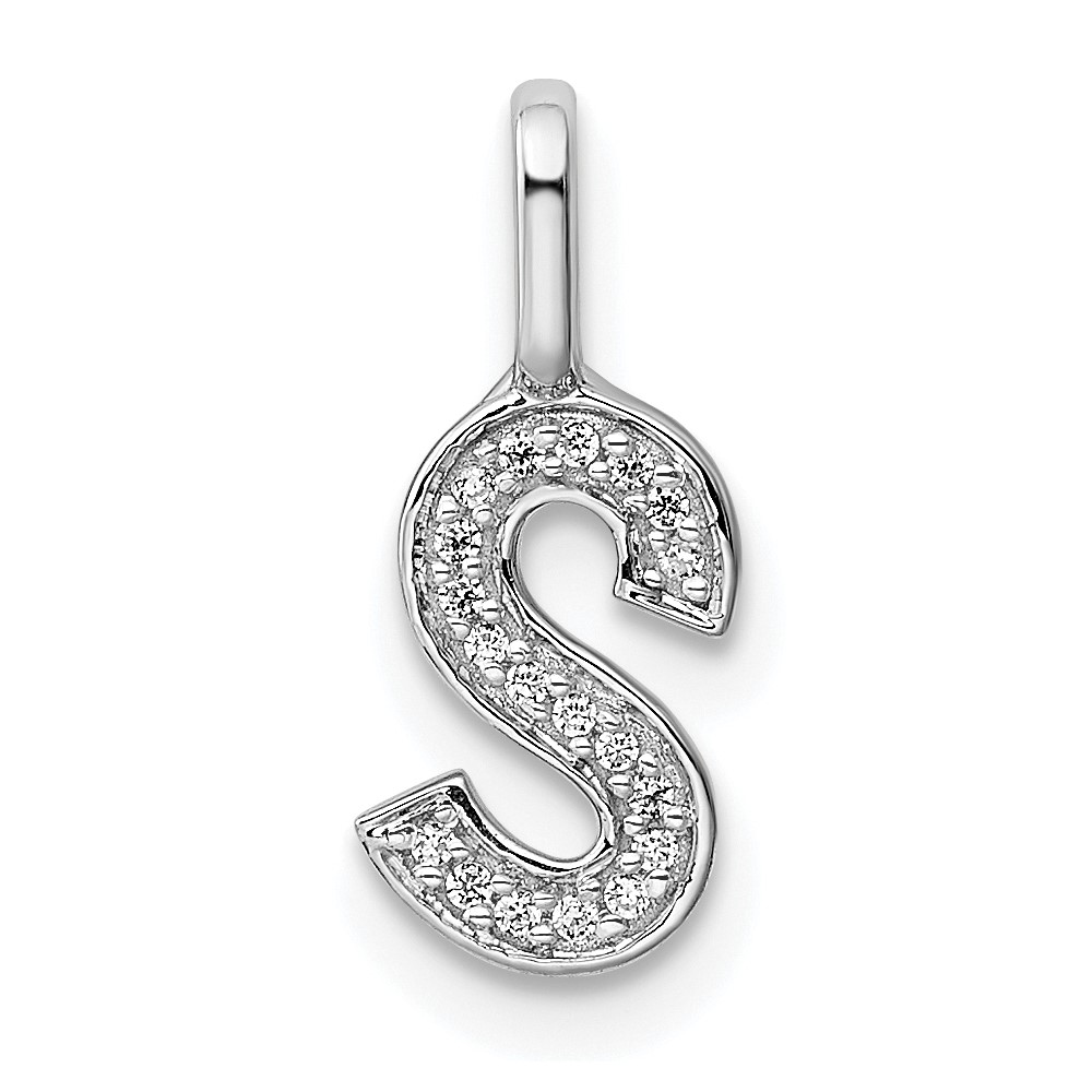 14K White Gold Diamond Letter S Initial Pendant (PM8367S-006-WA)