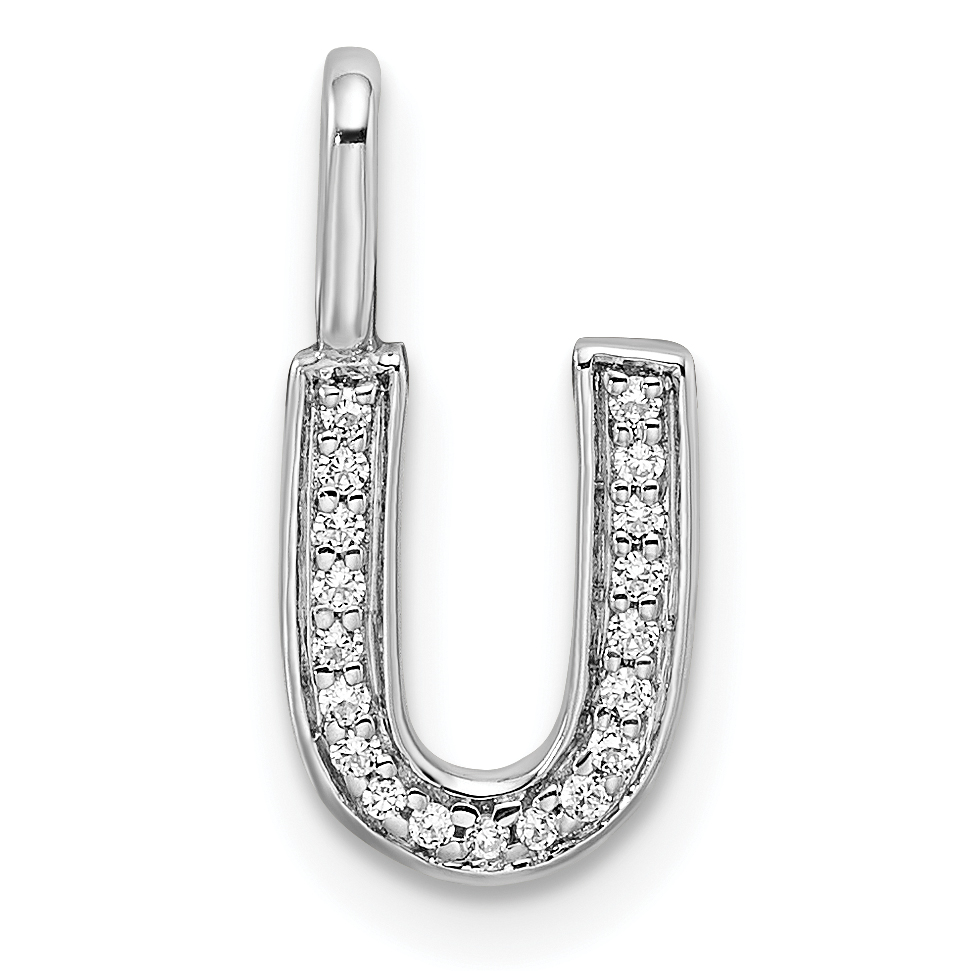 14K White Gold Diamond Letter U Initial Pendant (PM8367U-006-WA)