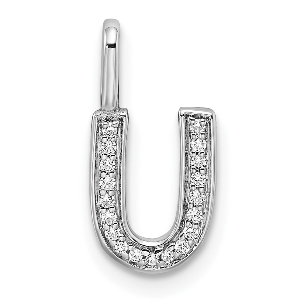 14K White Gold Diamond Letter U Initial Pendant (PM8367U-006-WA)