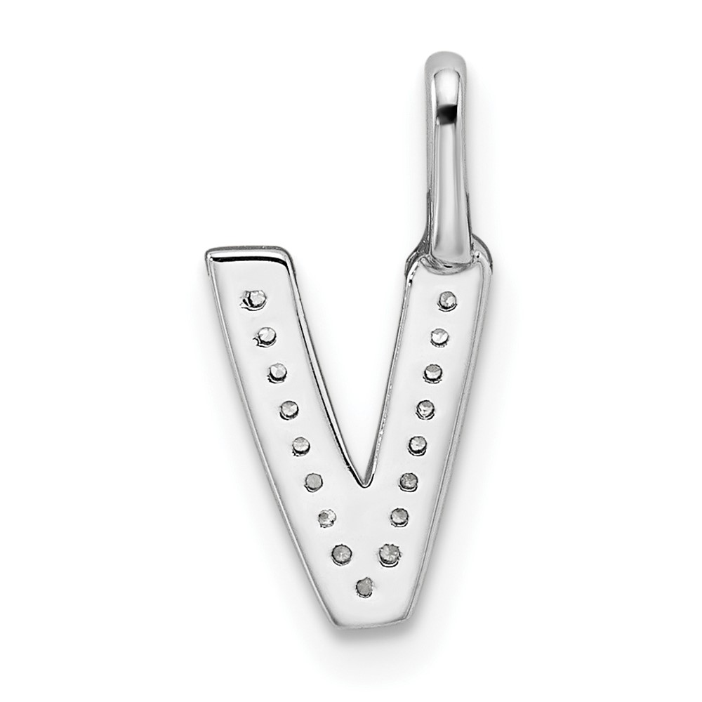 14K White Gold Diamond Letter V Initial Pendant (PM8367V-005-WA)