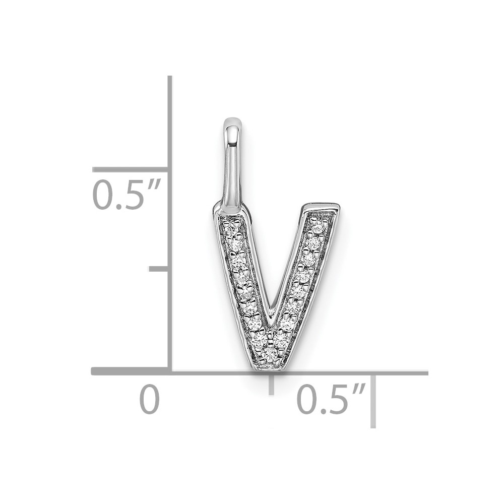14K White Gold Diamond Letter V Initial Pendant (PM8367V-005-WA)